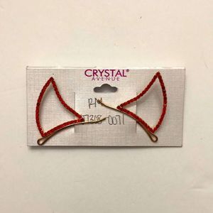 Rhinestone tangerine color stone hair clips brand new